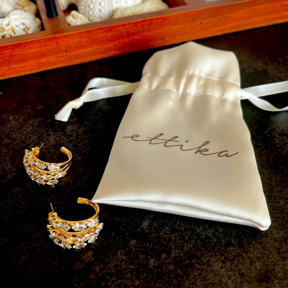 Ettika Crystal Huggie Hoop Earrings - Picture 2 of 6